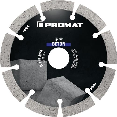 PROMAT Diamanttrennscheibe BETON D.125mm B.22,23mm Seg.-B.33,8mm