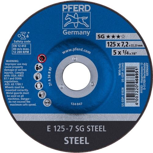 PFERD Schruppscheibe SG STEEL D125xS7,2mm gekr.STA Bohr.22,23mm PFERD