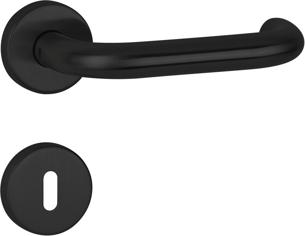 HERMAT Drückergarnitur mit Rosetten BASIC 01 1801/2036.K, Edelstahl