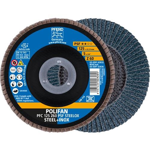 PFERD Fächerscheibe POLIFAN Z PSF STEELOX D.125mm K.60 kon.STA/INOX ZK PFERD