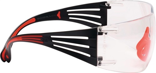 3M Schutzbrille SecureFit™-SF400 EN 166-1FT Bügel rot-grau,Scheibe klar PC 3M