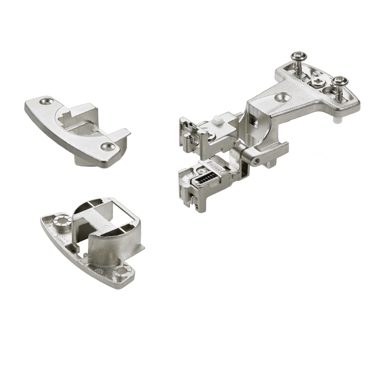 HETTICH Grundscharnier Selekta Pro 2000 Zwillingsscharnier, 180 °, Auflage 5.5 mm, mit Spreizmuffen, vernickelt, 45067