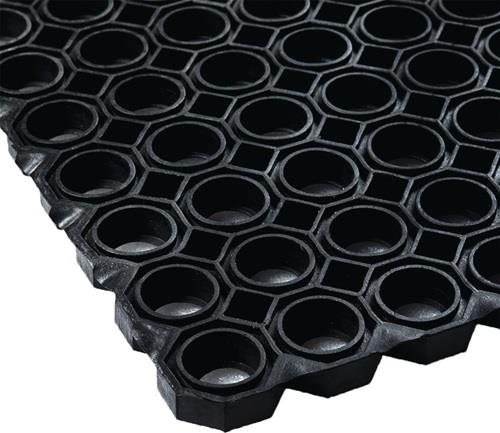 Nordwest Gum.Wabenmatte B.1m L.1,5m D.22mm schwarz NR/SBR o.Gewebeeinlage