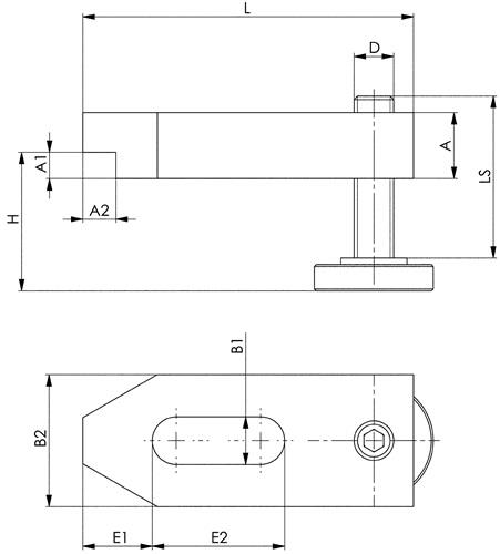 AMF Spanneisen Nr.6314AV f.T-Nut 14mm L.100mm Spannschraube M12x14x100mm AMF