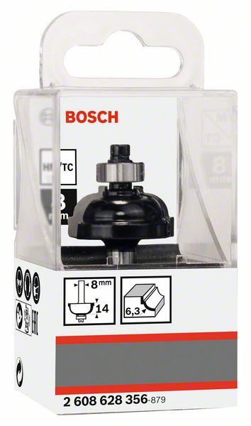 BOSCH Profilfräser F, 8 mm, R1 6,3 mm, D 28,5 mm, L 13,2 mm, G 54 mm