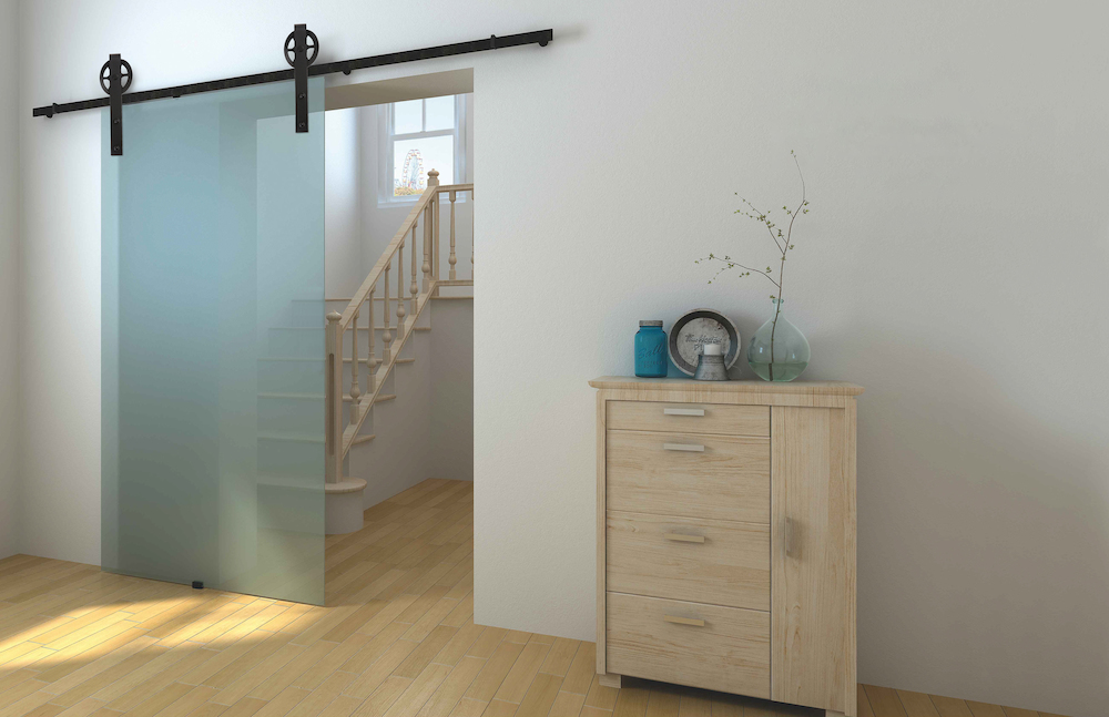 HERMAT Schiebetürbeschlag CORVARA 9032 für Glastüren, 80 kg, Edelstahl HERMAT Schiebetürbeschlag CORVARA 9032 für Glastüren, 80 kg, Edelstahl