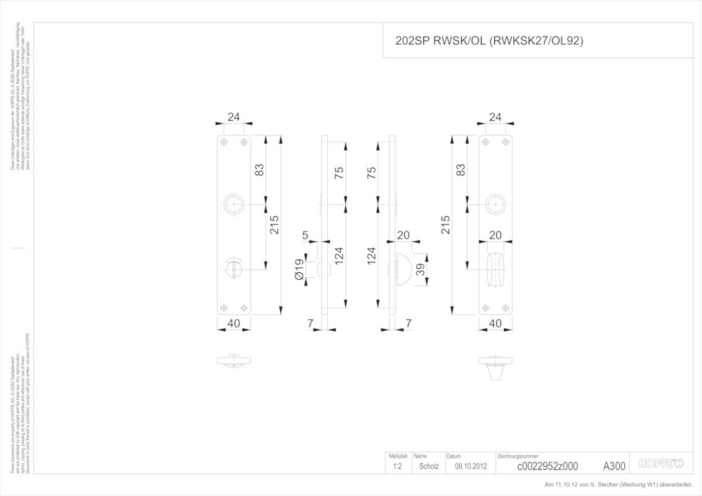 HOPPE® Langschildpaar London 202SP, Aluminium, 6261093