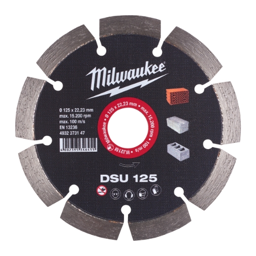 MILWAUKEE optimiert für Mauernutfräsen Diamanttrennscheibe DSU 125 mm