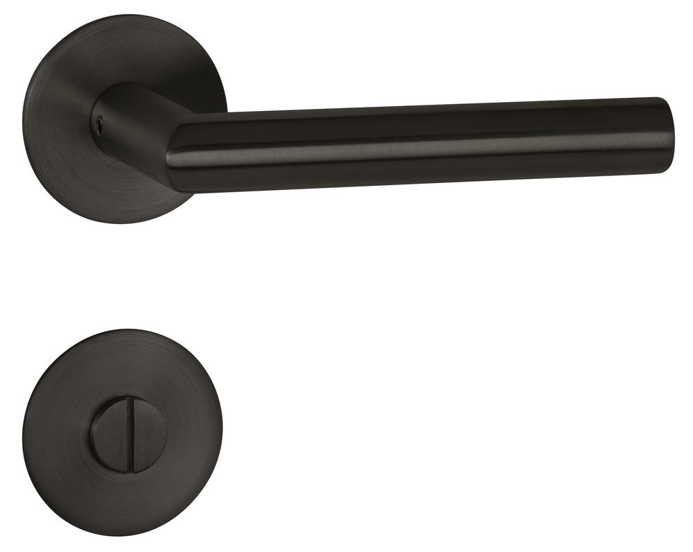 HERMAT Drückergarnitur mit Rosetten BASIC 02 1802/2636.FL, Edelstahl, smoke black