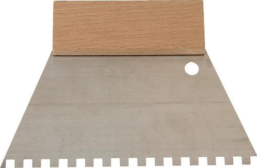 HAROMAC Kleberspachtel L.128mm B.180mm Zahn 6x6mm rostfr.VA Buchenholzgriff HAROMAC