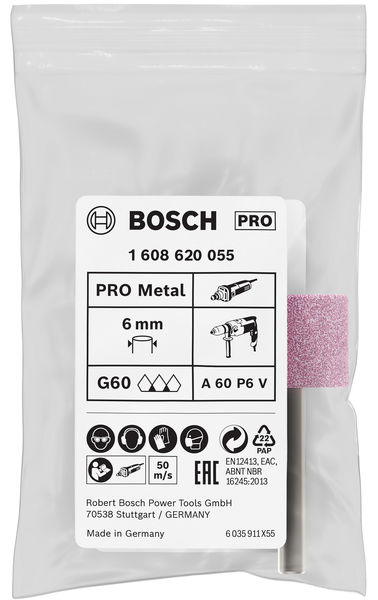 BOSCH Schleifstift, zylindrisch, mittelhart 6 mm, 60, 25 mm, 20 mm