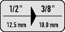 GEDORE Reduzierstück 1930 Antriebs-4-KT.1/2 Zoll Abtriebs-4-KT.3/8 Zoll L.38,5mm GEDORE