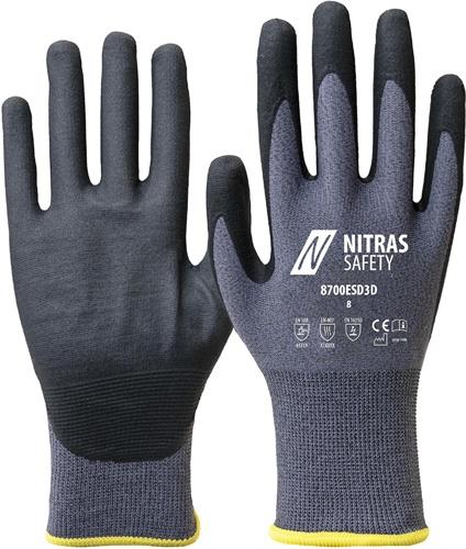 NITRAS Handschuhe 8700ESD3D Gr.10 grau/schwarz EN 388/EN 407/EN 16350 PSA II NITRAS