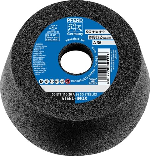 PFERD Schleiftopf ETT SG STEELOX 110/55mm INOX u.STA 36 Bohr.22,23mm PFERD