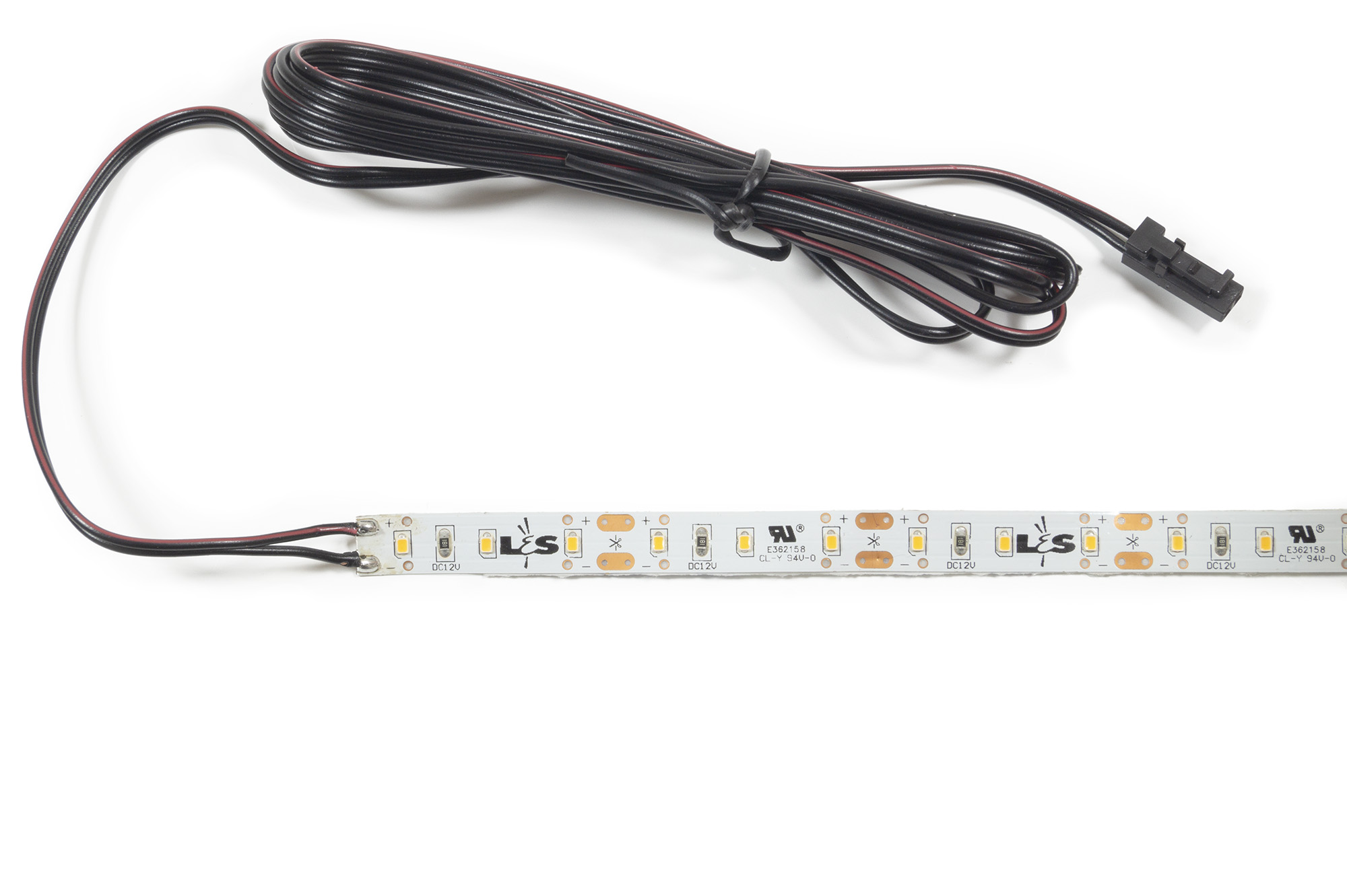 L&S LED-Band 90LEDs/m (2216), 6200K, 3/33mm, 12VDC, 7,2W/m, 8mmx5m, IP20, white PC, Tudo 1,8m Zul