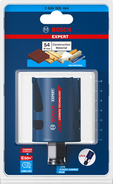 BOSCH EXPERT Construction Material Lochsäge, 54 x 60 mm. Für Dreh- und Schlagbohrer