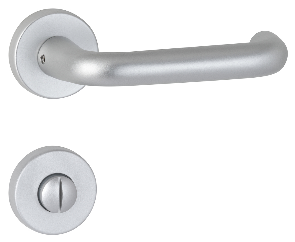 HERMAT Drückergarnitur mit Rosetten BASIC 01 1901/2057, Aluminium HERMAT Drückergarnitur mit Rosetten BASIC 01 1901/2057, Aluminium