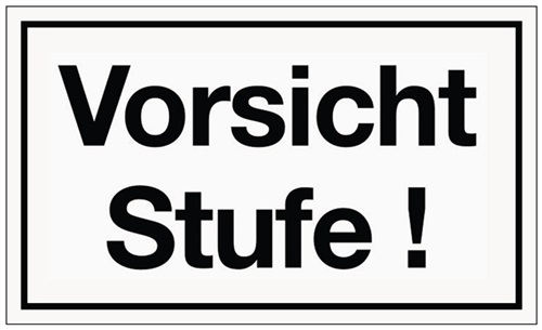 PROMAT Hinweiszeichen Vorsicht Stufe Kunststoffschild L250xB150mm weiß schwarz Ku.