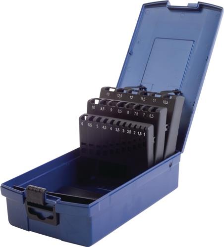 TECWERK Leerkassette f.Spiralbohrer DIN 338 Abm.1-13mm steig.um 0,5mm 25-tlg.Ku.TECWERK