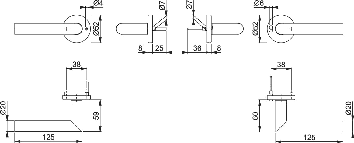 HOPPE® Amsterdam Drückergarnitur, schwarz matt, MiniLock, verriegelbare Griffrosette, ohne Schlüsselrosette, links