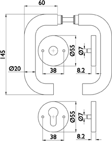 aptec Wechselgarnitur mit Rosetten BASIC 01 1801.KL/2073 M/3127, Edelstahl, Knopf rund