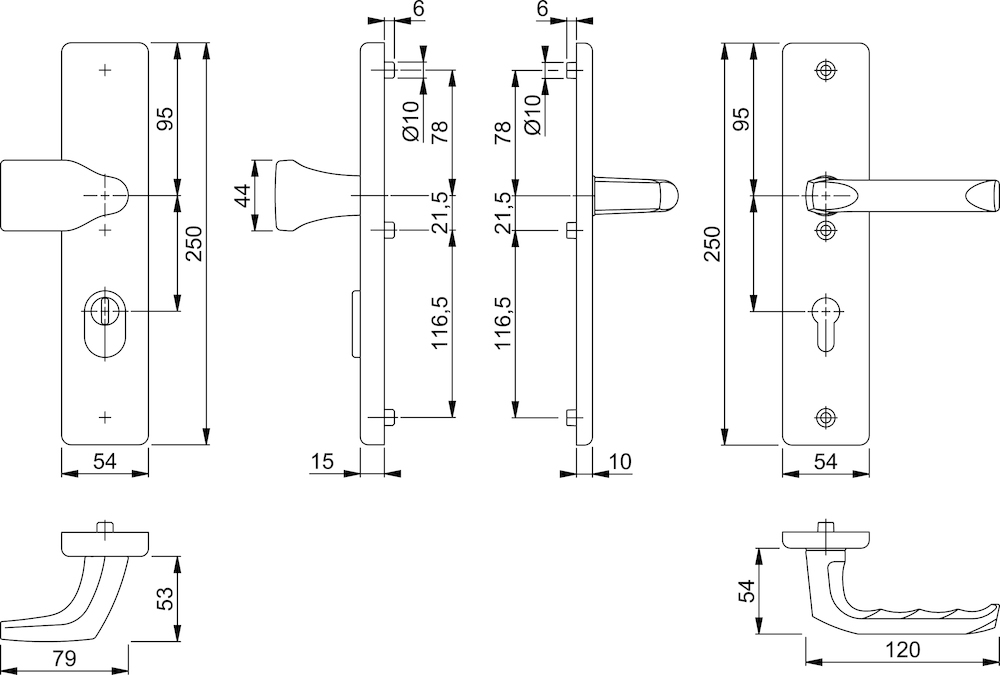 HOPPE® Schutz-Wechselgarnitur mit Langschild London 78G/2222ZA/2410/113, 8/72 mm, Aluminium, 3701822