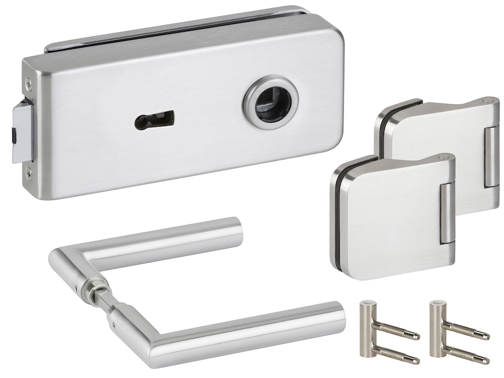 HERMAT Ganzglastürschloss-Set OLBIA 6182/6315/1802/HZ, Edelstahl