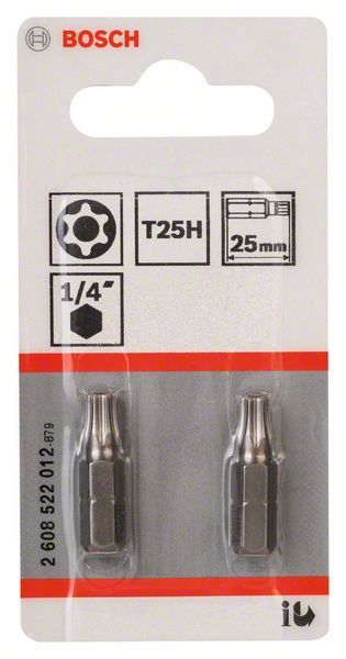 BOSCH Security-Torx-Schrauberbit Extra-Hart T25H, 25 mm, 2er-Pack