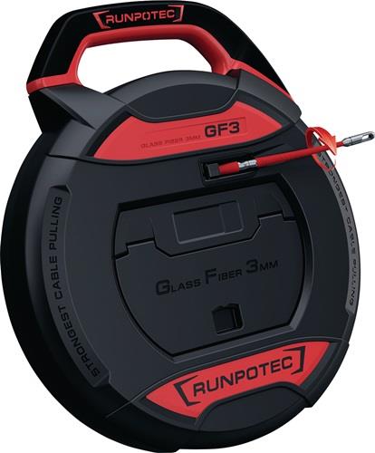 RUNPOTEC Kabeleinziehgerät GF3 Band-L.50m Biege-R.38mm m.Meterzähler RUNPOTEC