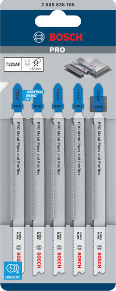 BOSCH Stichsägeblatt T 321 AF Speed for Metal, 5er-Pack