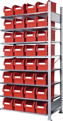KAPPES Steckregal H2000xB1000xT400mm Anbauregal 8 Stahl-Bd.32xGr.3 rot KAPPES