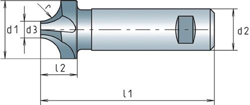 ALPEN Viertelkreisprofilfräser DIN 6518B TypN R.2mm D.10mm HSS-Co Weldon