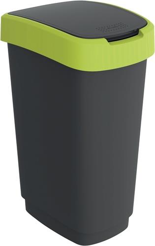 ROTHO Wertstoffsammler TWIST 50l H602xB298xT401mm schwarz Deckelrand gelb ROTHO