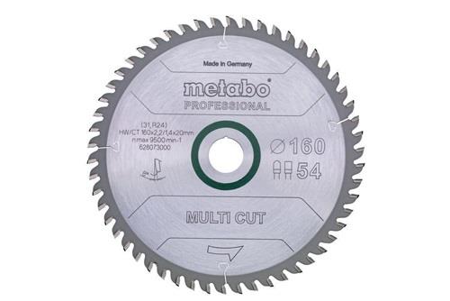 METABO Kreissägeblatt multi cut professional HW/CT D160xB2,2x20mm 54Z. FZ/TZ