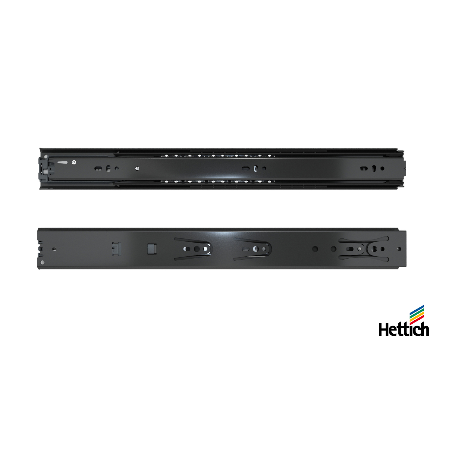 HETTICH Kugelauszug KA 5632, Seitenmontage, Abmessungen (H x B) 46 x 12,7 mm, 400 mm, schwarz, 1073723