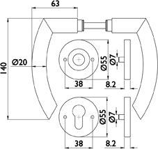 aptec Wechselgarnitur mit Rosetten BASIC 04 1804.KL/2073 MI/3127, Edelstahl