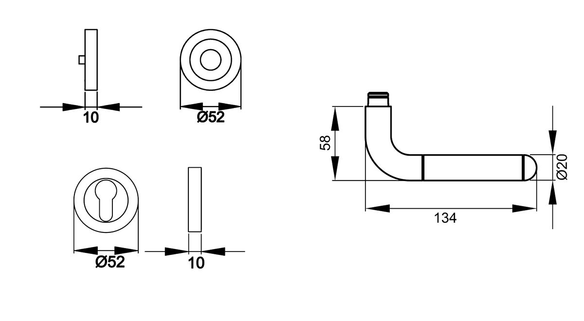 KARCHER DESIGN Drückergarnitur ER35 PZ0 73 - Lignano Steel, Profilzylinder, Edelstahl