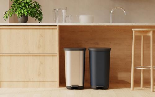 ROTHO Tretabfallsammler RIBO 35l H513xT285mm Ku.silber ROTHO