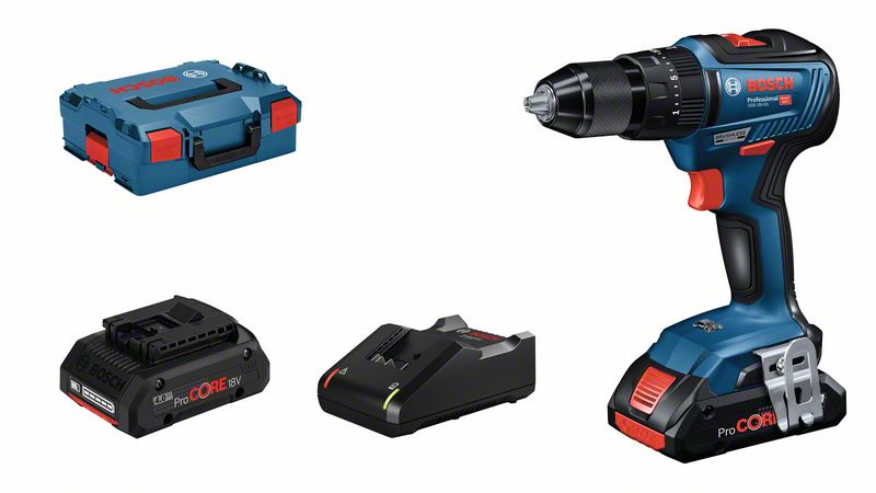 BOSCH Akku-Schlagbohrschrauber GSB 18V-55, 2 Akku ProCORE18V, Schnellladege. GAL 18V-40 BOSCH Akku-Schlagbohrschrauber GSB 18V-55, 2 Akku ProCORE18V, Schnellladege. GAL 18V-40