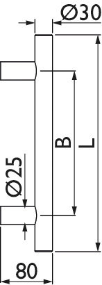 HERMAT Stoßgriff 8000, D 30 mm, Edelstahl, Stütze gerade