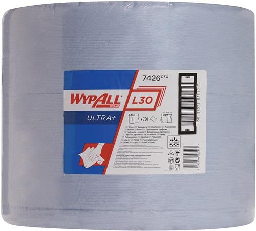 KIMBERLY-CLARK Putztuch WYPALL L30 ULTRA 7426 L.ca.380 mmxB.ca.370mm blau Rl.