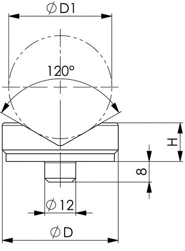 AMF Schraubbockaufsatz Nr.6441 Einsteckzapfen-D.12mm Prisma AD 65mm AMF