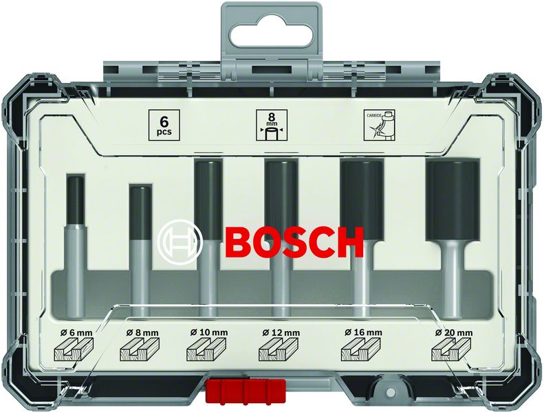 BOSCH Nutfräser-Set, 6-mm-Schaft, 6-teilig