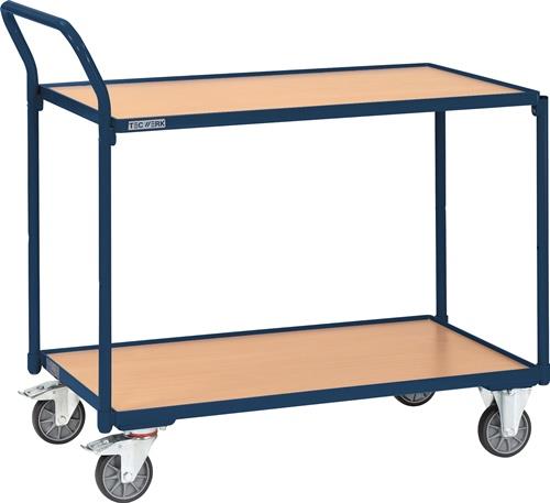 TECWERK Tischwagen 2 Ladeflächen L850xB500mm saphirblau Trgf.300kg Bügel senkr.TECWERK