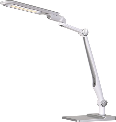 STYRO Schreibtischleuchte LED Multifl.ABS,Eisen,PS weiß/silber H600mm Standfuß+Klemme