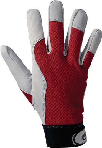 Leipold + Döhle Handschuhe Griffy Gr.8 rot/naturfarben Ziegennappaleder/Interlock auf SB-Karte