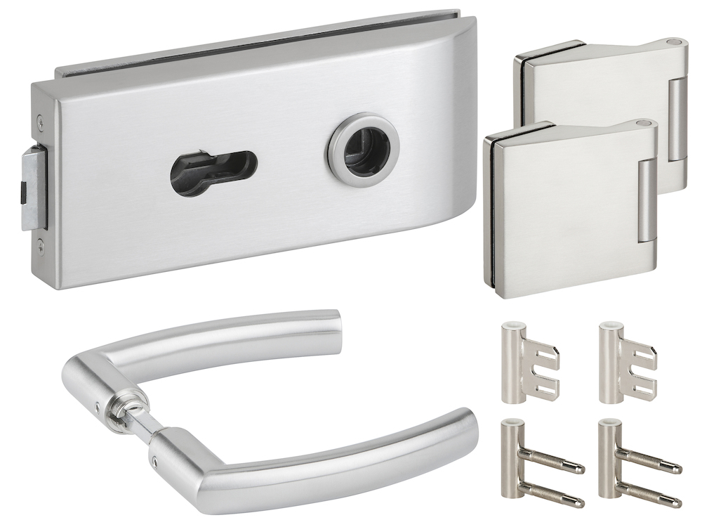 HERMAT Ganzglastürschloss-Set BARI 6143/6325.P/1807/HZSZ, Edelstahl