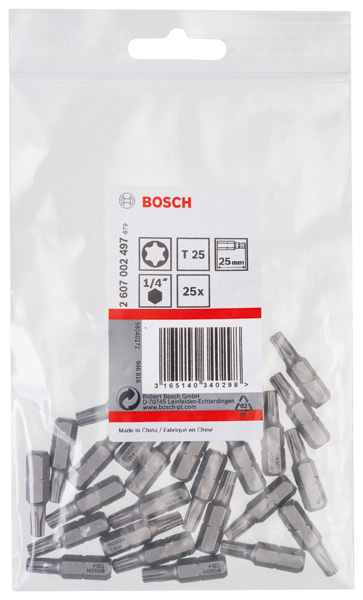 BOSCH Schrauberbit Extra-Hart T25, 25 mm, 25er-Pack