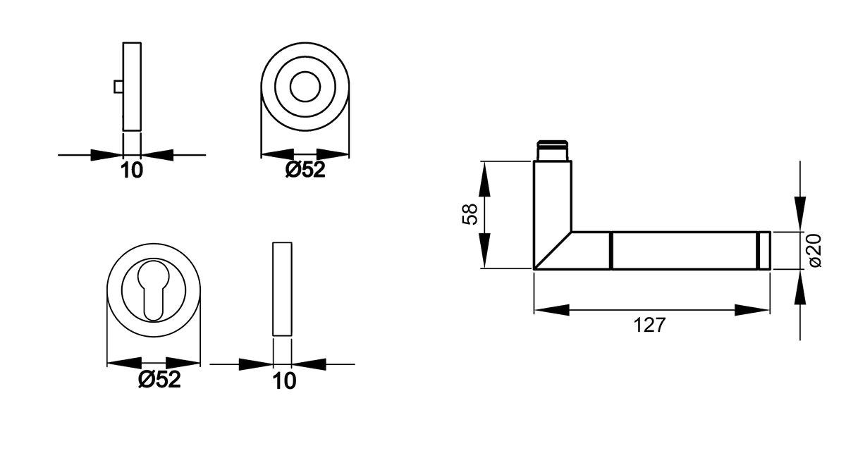 KARCHER DESIGN Drückergarnitur ER34 PZ0 71 - Rio Steel, Profilzylinder, Edelstahl