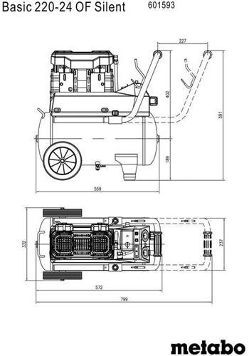 METABO Kompressor Basic 220-24 OF Silent 220l/min 8bar 1,1 kW 24l METABO